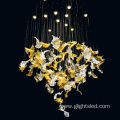 Custom lighting modern fashion art hotel club maple leaf type decorative led chandelier